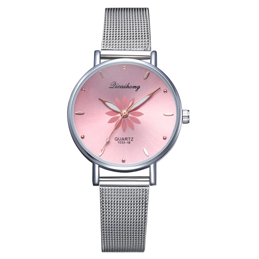 Женские часы, Роскошные, модные, из нержавеющей стали, аналог, кварцевые, браслет, наручные часы, dames horloges montre femme marque de Lux - Цвет: PK