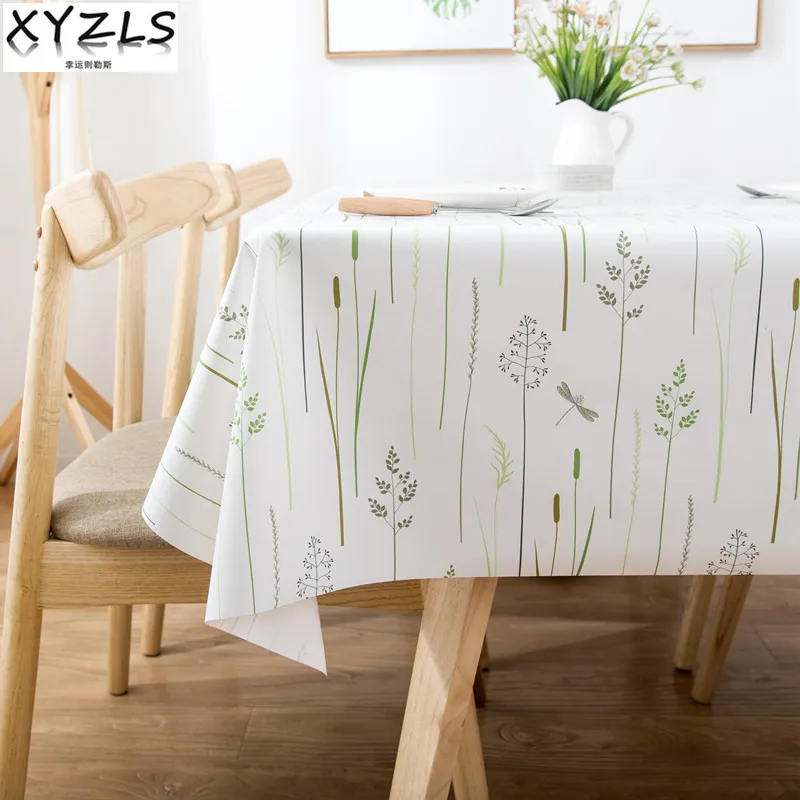 XYZLS Brand New Pastoral Grass and Dragonflies Table Cloth Non Wash PVC