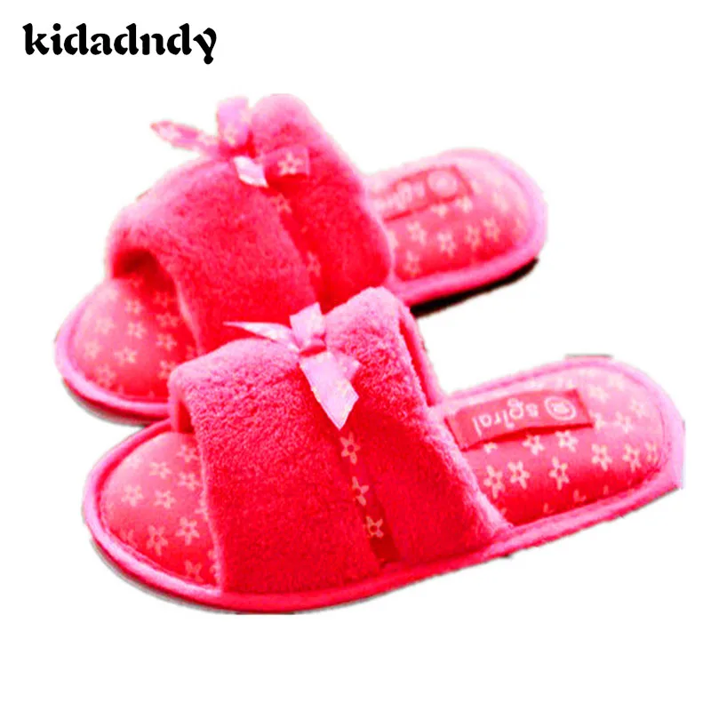 2 Colors Slippers Kids Home Shoes Spring Bow Cotton Slippers for Girls