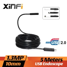 Xinfi 10mm 1.3MP USB Endoscope 2M cable mini sewer camera Borescope for PC windows USB pipe camera Snake Camera car inspection