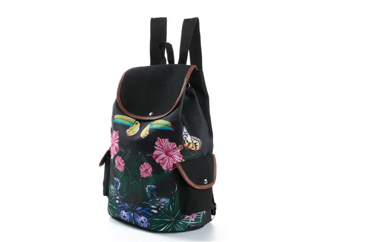 Miyahouse Лидер продаж Красочный цветочный принт школьный рюкзак женская школьная сумка с кулиской для девочек-подростков парусиновый рюкзак для путешествий