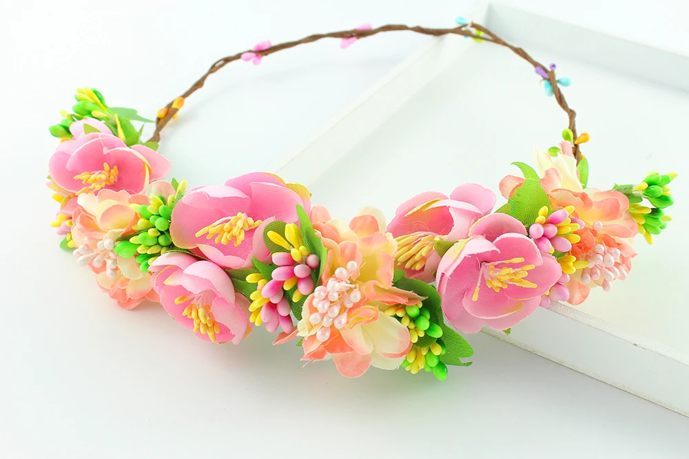 fuchsia color Daisy Flower Tiaras Woman Girls Hair Accessories Bridal