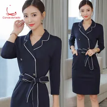 Профессиональное платье осеннее женское Новая мода ol рабочая одежда салон красоты Рабочая одежда темперамент набедренная юбка