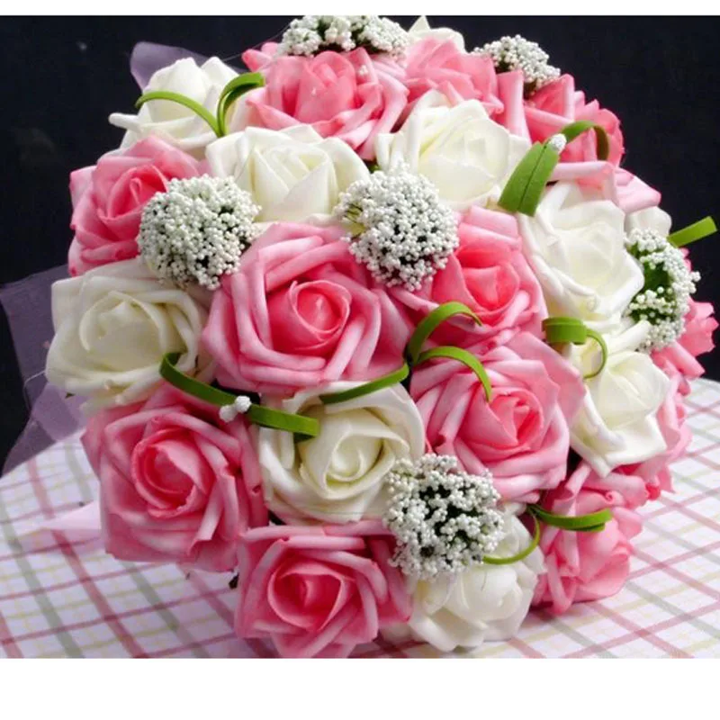 Perfectlifeoh невесты держат цветы, Романтическая свадьба Красочный Букет невесты, красный розовый синий и фиолетовый свадебные букеты \ Фиолетовый - Цвет: Photo Color big