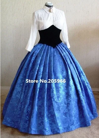Срочная ограниченная по времени полная изготовленная на заказ Великолепная Civil War Стиль королевская Цветочная парча викторианское бальное платье - Цвет: Многоцветный