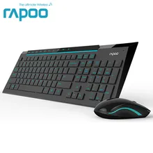 Rapoo Multimedia Wireless Keyboard Mouse Combos with Fashionable Ultra Thin Whaterproof Silent Mice for Computer PC Gaming TV