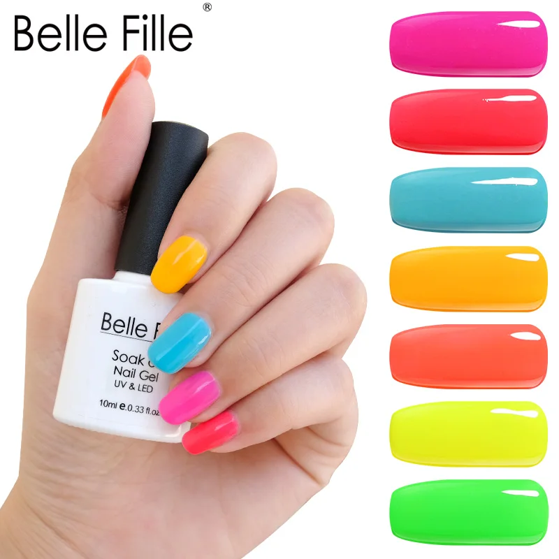 

Belle Fille 10ml Gel Nail Polish Neon Color UV LED Gelpolish Decoration Varnish Nail Art Soak Off DIY Gel Lacquer Gel Lak
