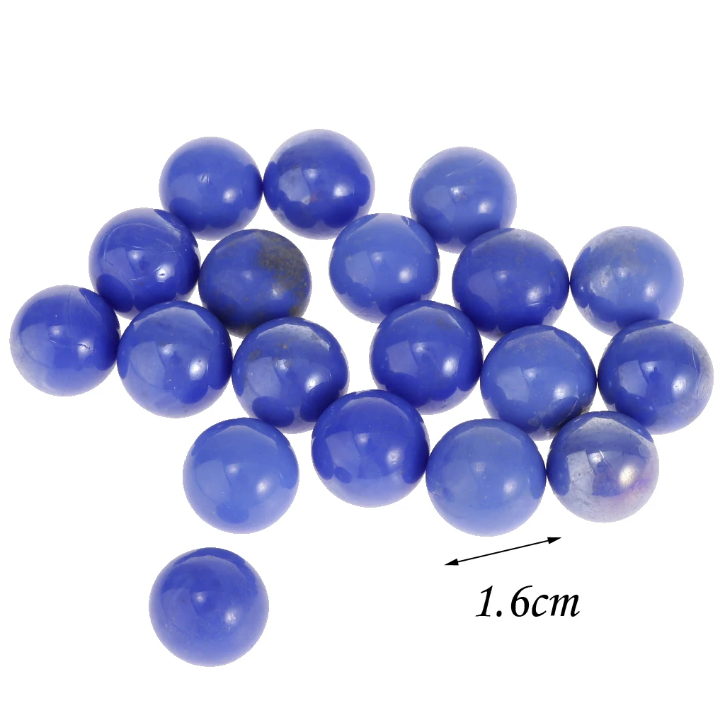 Pack of 20 16mm Blue Glass Marbles, Kids Marble Game Toy, Chinese Checkers Accessory