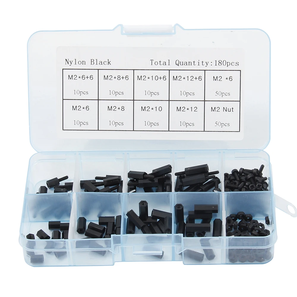 

180Pcs/lot M2 M3 Screws Set Female Male Hex Nylon Spacer Column for PCB Motherboard Fixed Plastic Spacing