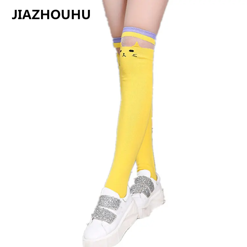 

Lace Cat Printed Cute Lace Girl's Knee Socks Cosplay Lovely Cotton High School Women's Socks Kawaii Sexy Compression Long Socks