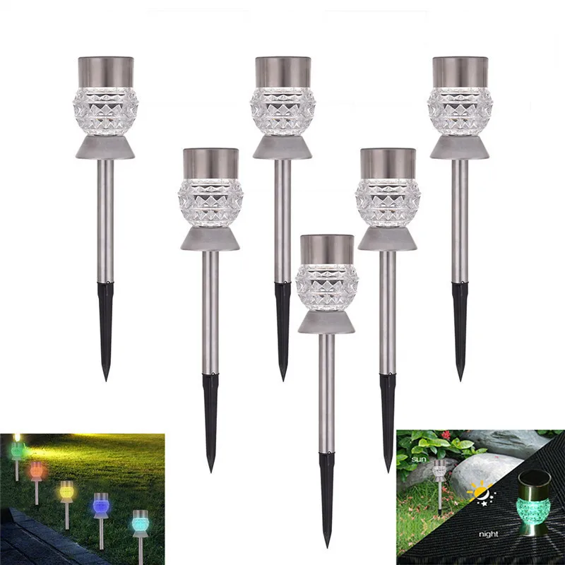 New Pineapple Style Stainless Steel LED Outdoor Solar Lawn Lamp Waterproof Color Changeable Garden Lawn Lights 10pcs