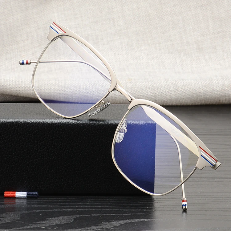 

High quality metal square Eye glasses frames Thom brand for men and women simple coated travel fishing sunglasses TB104 Reading