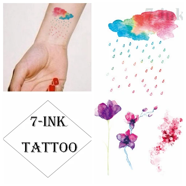 045 Transfert Deau Faux Tatouage Couleur Nuages Fleur Tatoo étanche Temporaire Tatouage Flash Tatto Pour Femme Gril 1056 Cm In Tatouages