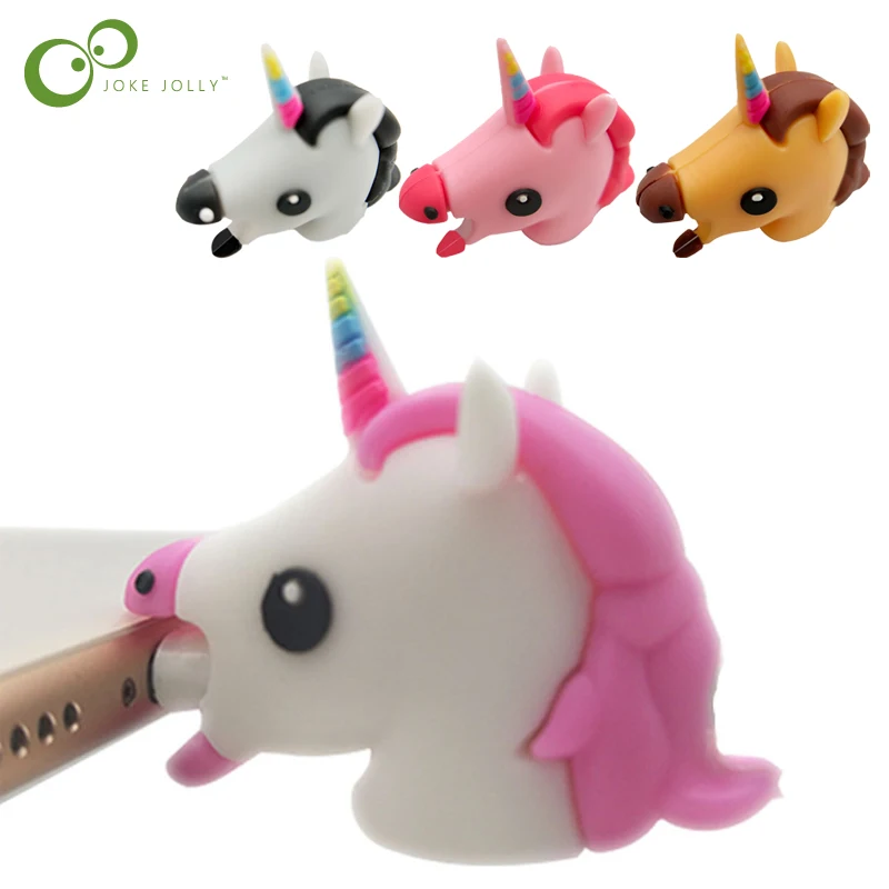 

1Pc Cute Cable Protector Bite for Cable Winder Phone holder Accessory cable Cartoon Unicorn Animal Doll Squishy Toys GYH