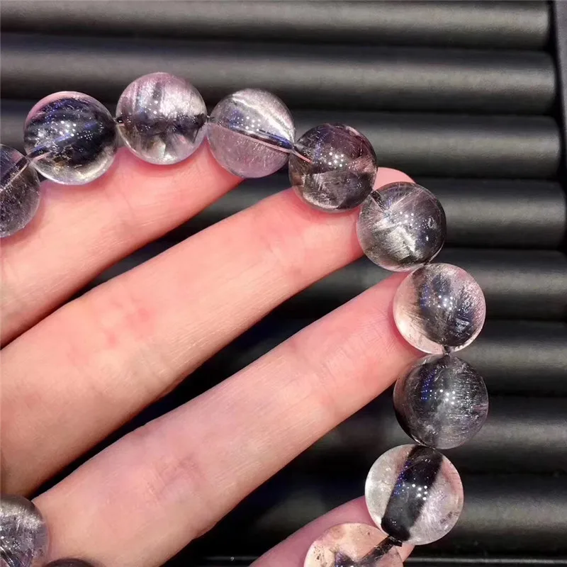 Natural Brookite Platinum Silver Rutilated Quartz Bracelet  (2)