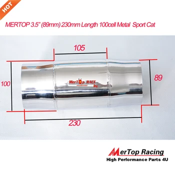 

MerTop Race 3.5'' (89mm) 230mm long 100 Cell CPSI CPI Metal Core Sport Cat Converter Stainless Steel Body New