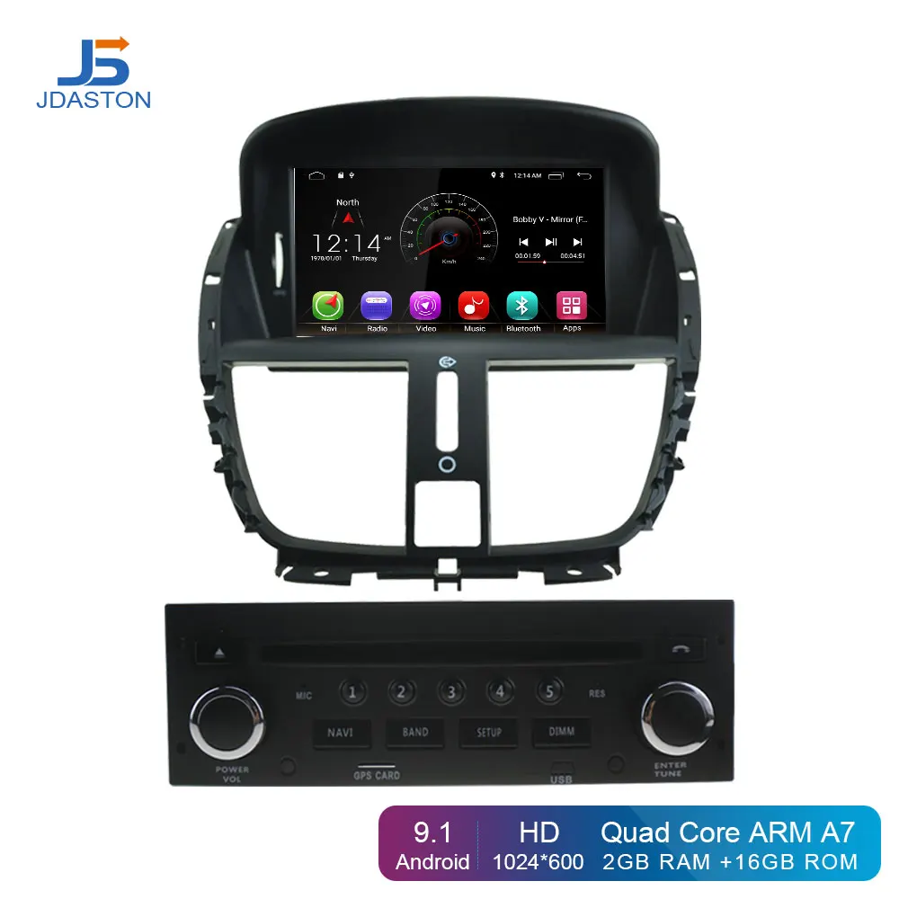 Sale JDASTON Android 9.1 Car DVD Player For Peugeot 207 Multimedia Video WIFI GPS Navigation 1 Din Car Radio Stereo Steering wheel 0