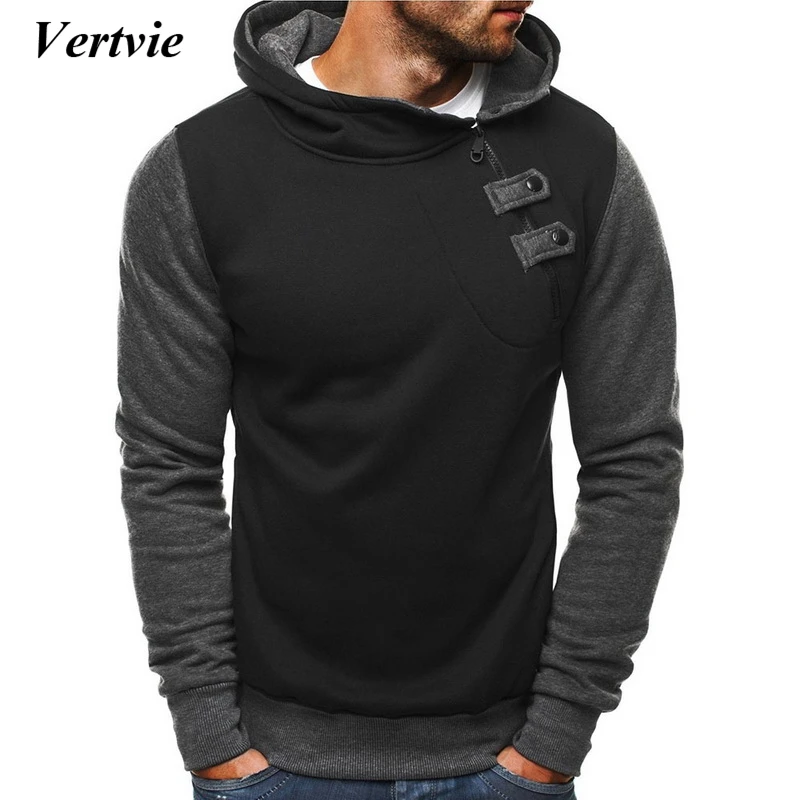 

Vertvie Spring Autumn Men Skateboard Hoodie Fleece Thick Zipper Pullover Hooded Sweatshirt Pullover Hip Hop Top Hombre Sportwear