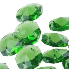 50 шт./лот зеленый DIY 14 мм 2 удерживающие Восьмиугольные бусины стекло кристалл ВИТРАЖ ЛЮСТРА Запчасти для свадебной вечеринки украшение для рождественской вечеринки