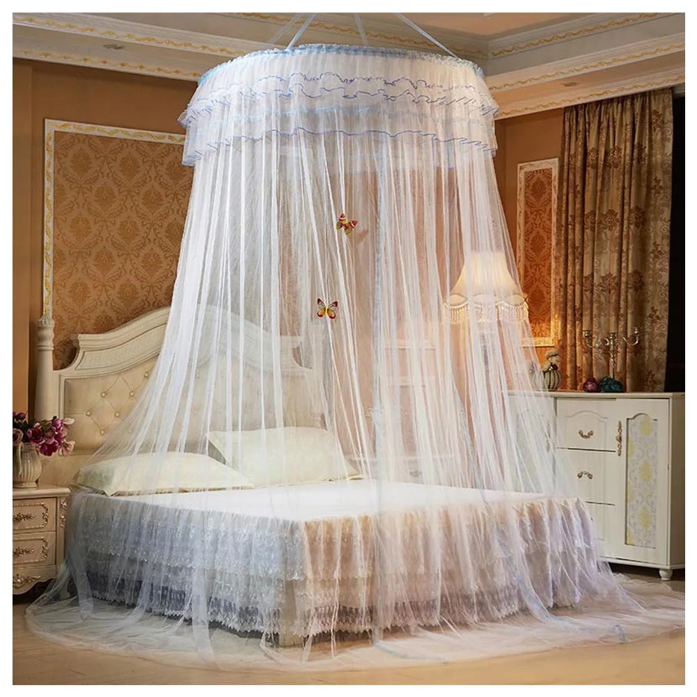 Романтическая подвесная купольная москитная сетка принцесса ученики насекомое кровать навес кружева круглые москитные сетки занавеска хогард - Цвет: White