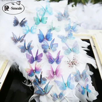 

5PCS Multicolor Organza Butterfly Lace Patch Double Layer Embroidered Applique DIY Wedding Headdress Clothing Accessories RS1608