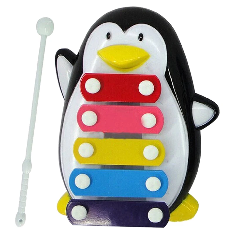 Детский игрушечный ксилофон с 5 нотами музыкальный пингвин