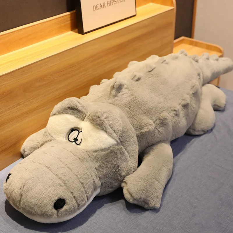 Плюшевая крокодильчик, мягкая игрушка, животные, подушка, для детей, для сна, подушка, компаньон, крокодил, игрушка, детский подарок, 65 см/100 см/120 см - Цвет: Серый