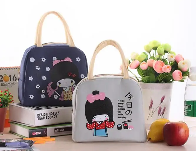 New Cute Girl Lunch Bag Large Package Thicker Thermal Insulation Bag Lunch Box Waterproof Oxford Children Food Lunch Picnic Bag
