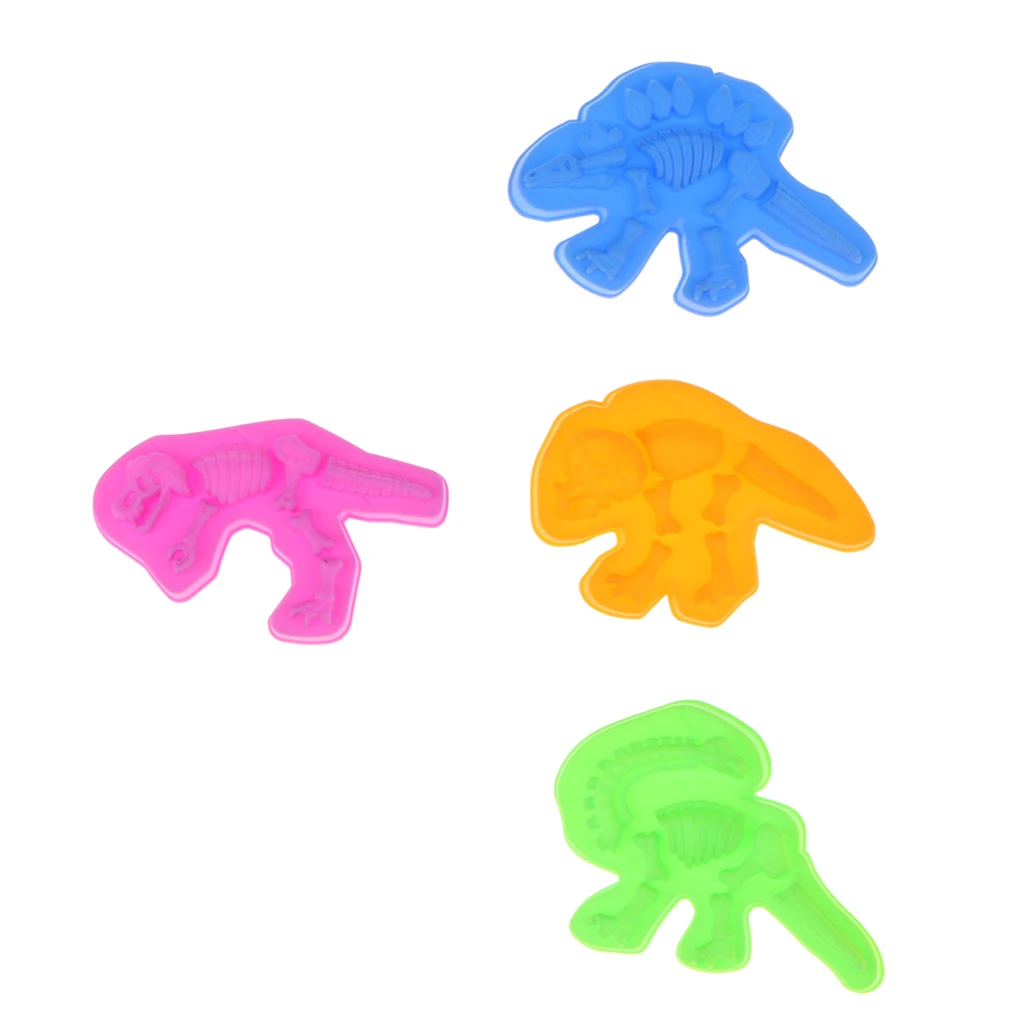 4Pcs Dinosaur Bone Mold Toy for Toddlers, Kids Summer Beach Sandcastle Toy for Fun - Size 11 x 8 x 1 cm/ 4.33 x 3.15 x 0.39 in