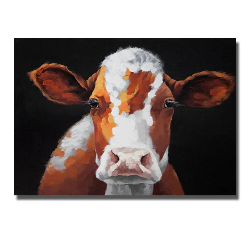 Cheap Yellow Cow Art Handpainted Oil Painting On Canvas Painting Modern