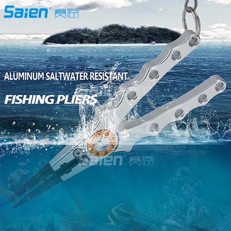 

Aluminum Fishing Pliers Resistant Saltwater for Cutting Braid Line and Remove Hooks and Lure with Coil Lanyard