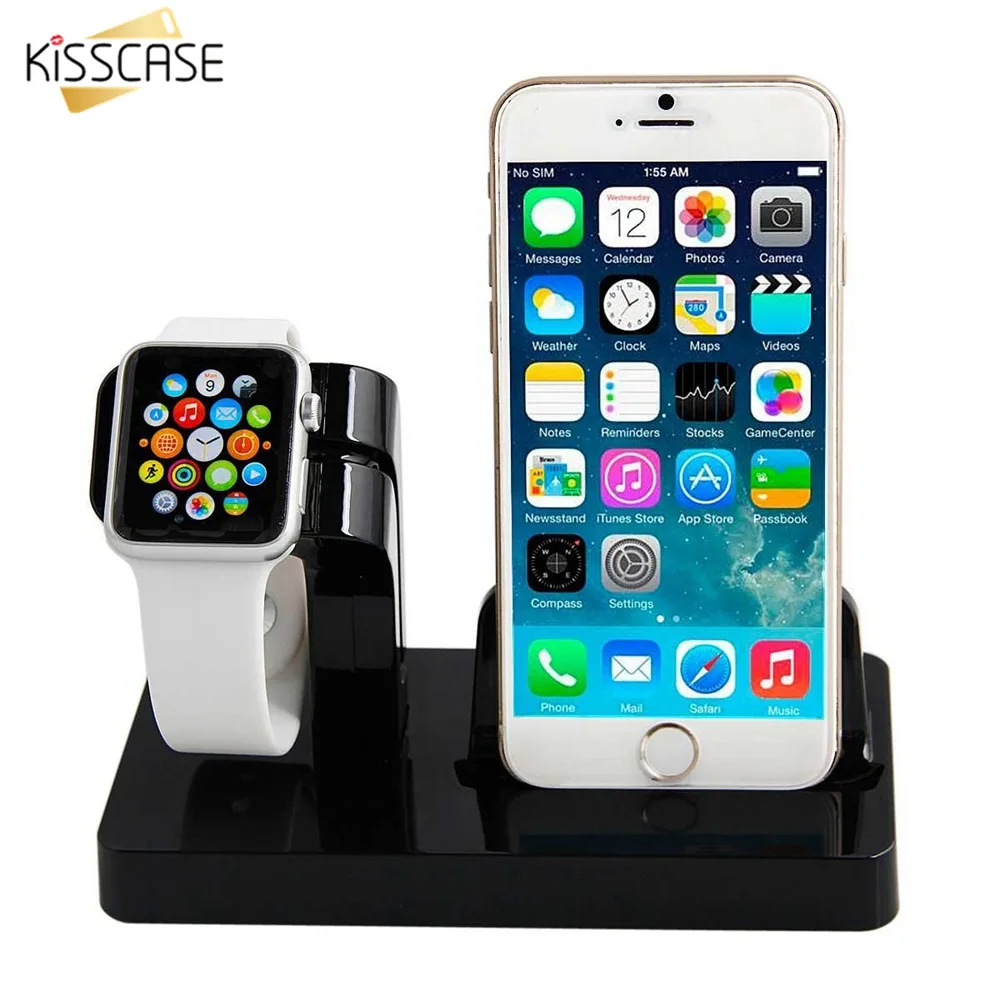 

KISSCASE Fashion 2 in 1 Phone Holder For iPhone 6 6S 7 8 Plus X Ten Desk Holder For iPhone 5 5S SE For Apple Watch Stand Support