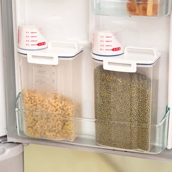 

2L Plastic Kitchen Food Storage Box Cereal Grain Bean Rice Dispenser Container Convenient To Put Into The Refrigerator