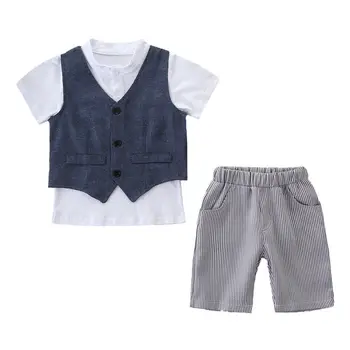 

2019 Summer Toddler Kid Baby Boy Suit Gentleman Clothes Formal Smart Party Birthday Baptism T-Shirt Coat Pants Outfit Set