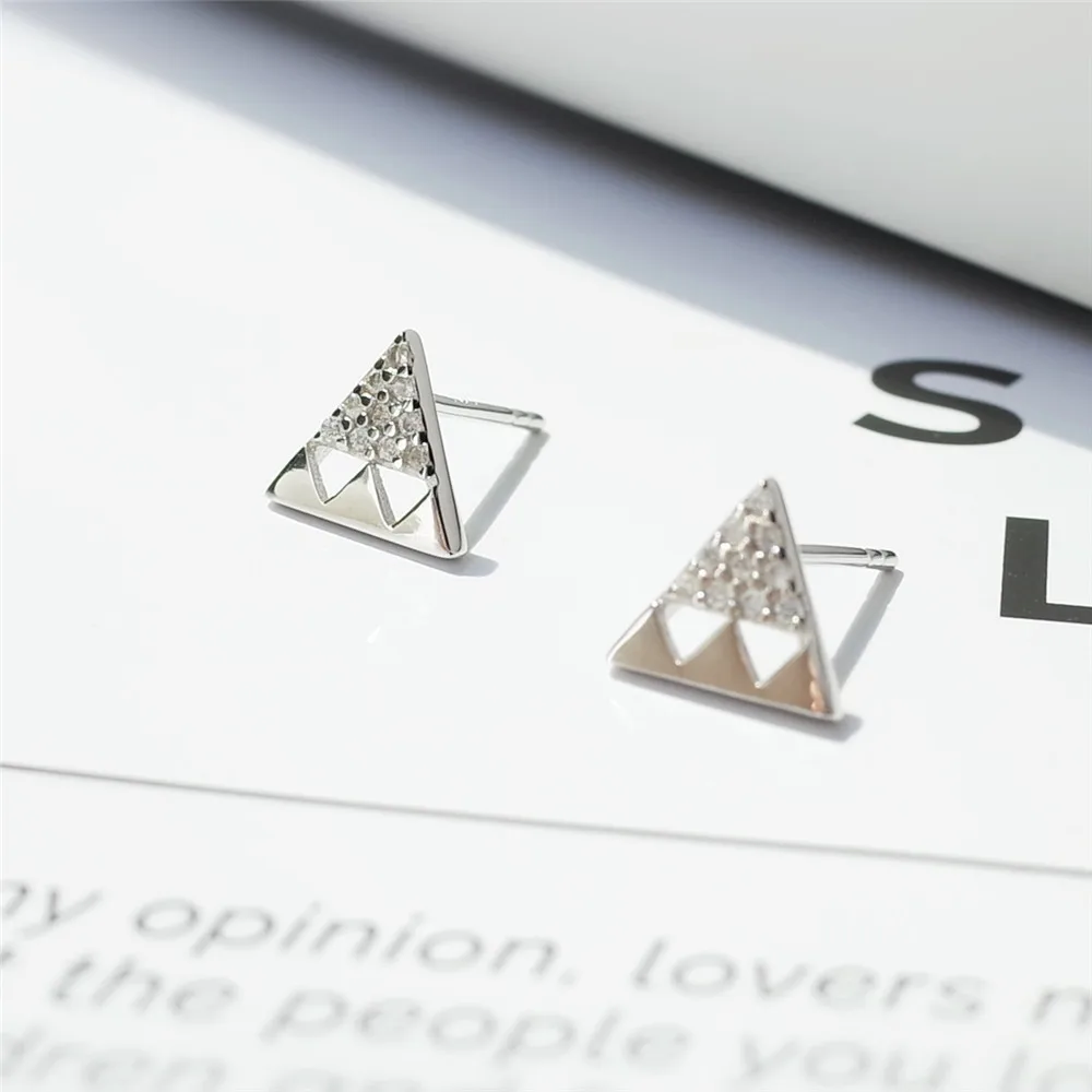 cz triangle earrings 100% 925 Sterling silver Jewelry fashion Hypoallergenic Stud earrings for women gift