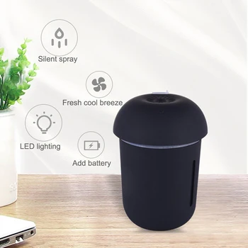 

200ML Car Air Purifier Multi-functional 3 in 1 USB Charging Water Meter Fan 7 Color LED Nightlight Mushroom Humidifier
