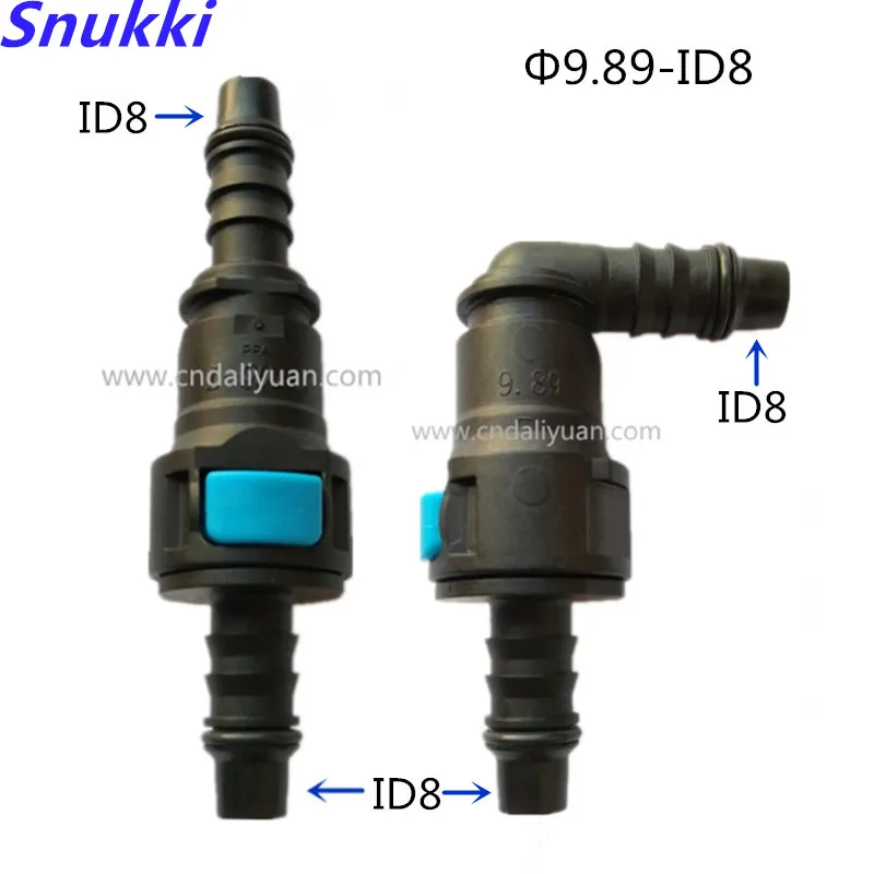 9.89mm ID8 180 degree SAE fuel pipe fittings plastic Fuel line quick