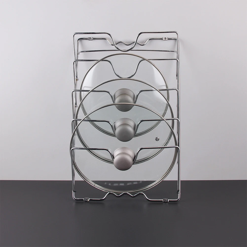 Anti-fall Metal Drying Pan Pot Rack Cover Lid Rest Stand Spoon Holder Kitchen Tool 5 Layer |