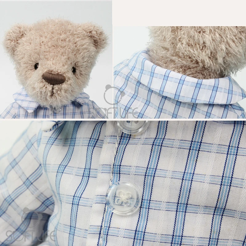 Kawaii Teddy Bear Plush Doll Toy Stuffed Animals Plaid Shirt Teddy Bear Soft Toy Sit Hight 21CM Doll For Kids BirthdayXmas Gift (15)