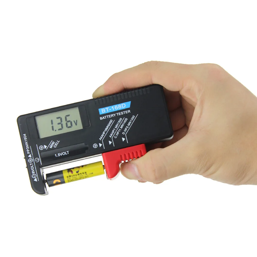 

BT-168D Digital Battery Capacitance Diagnostic Tool Battery Tester LCD Checker AA/AAA/9V/Button/Cell Battery Universal Analyzer