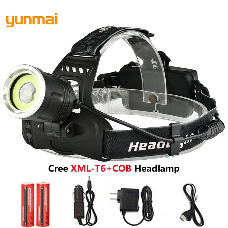 

Powerful COB LED Headlight Focus new-T6 Rechargeable Headlamp Frontal Lantern Fishing Light Torch Head Spotlight Bike LED Lamp