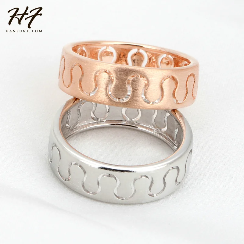

Top Quality Fashion Design Hollowed-out Wire Drawing Process Rose Gold Color Ring Full Sizes HotSale R376 R377