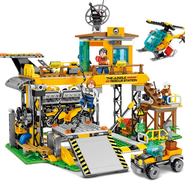 

Animal Poacher Arrest Building Blocks Toys Compatible Major Brands Technic Jungle Rescue Helicopter Bricks Child Education Toys