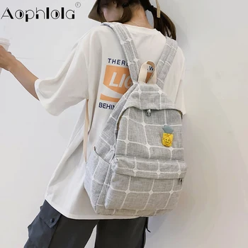 

Trend Women Plaid Backpack High Quality Leisure Female Canvas School Bags Student Schoolbag for Teenager Girl Boy Book Satchel