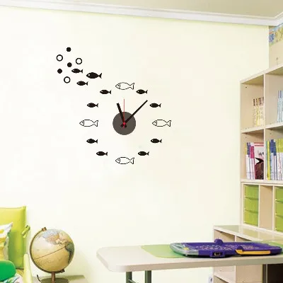 

Fish clock Sticker Bedroom Living Room Home DIY Removable Mural PVC Decal custom removable waterproof