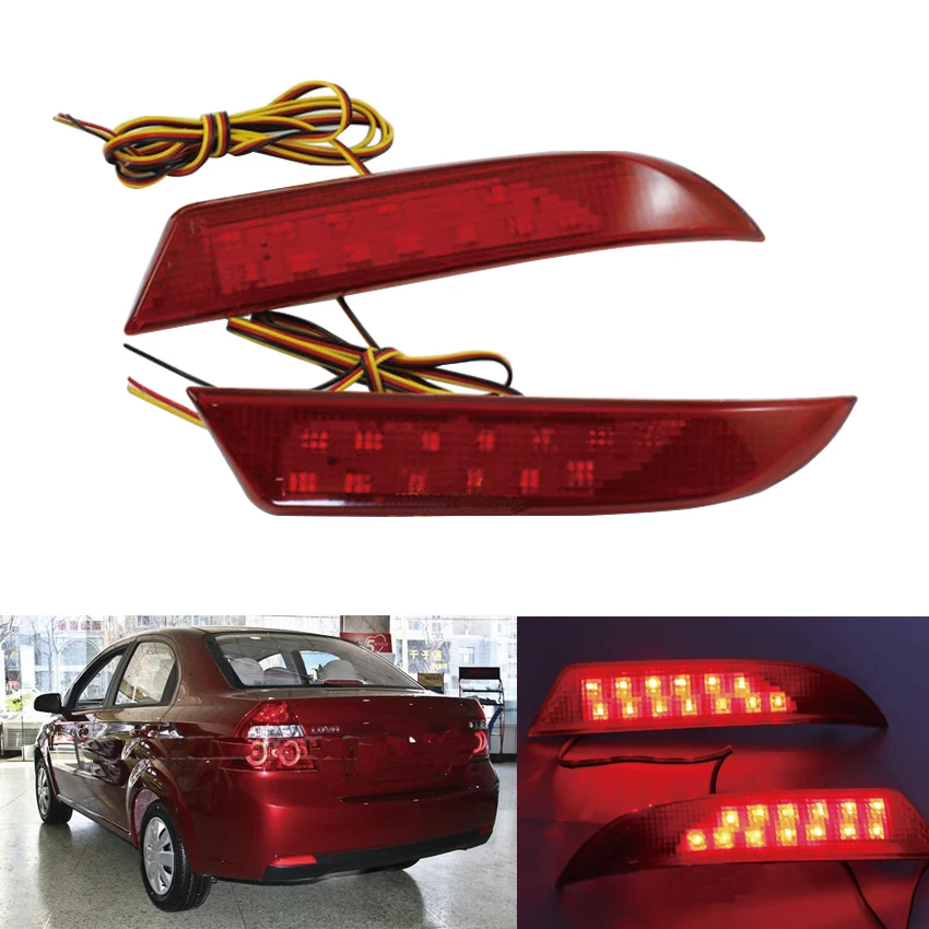 2x Car Styling Red LED Rear Bumper Reflector Light Tail Brake Parking