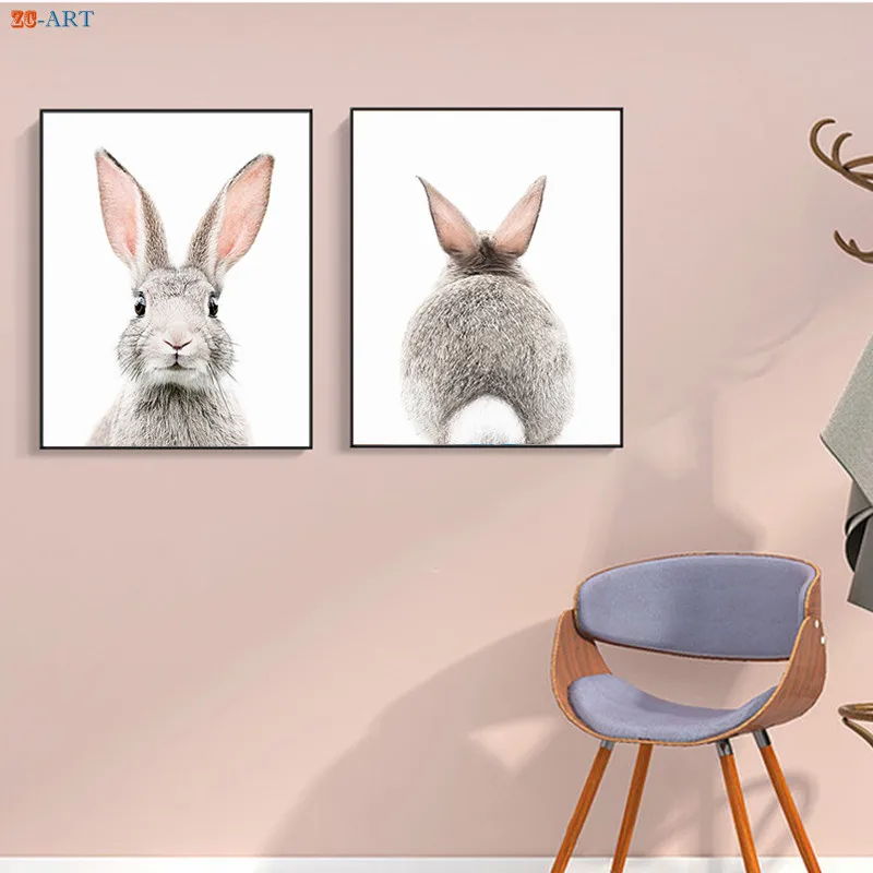 Минималистичный Банни кролик холст живопись Принт плакат для детской стены Искусство настенные картины для гостиной Детская комната Декор