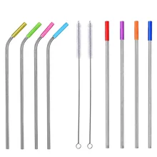 Многоразовые соломинки из нержавеющей стали с силиконовыми наконечниками щетка для очистки