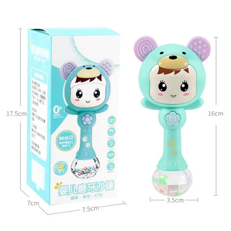 2019 1Pc Baby Shaker Sand Hammer Toy Dynamic Rhythm Stick Baby Rattles Kids Musical Party Favor Musical Instrument Toys Pink