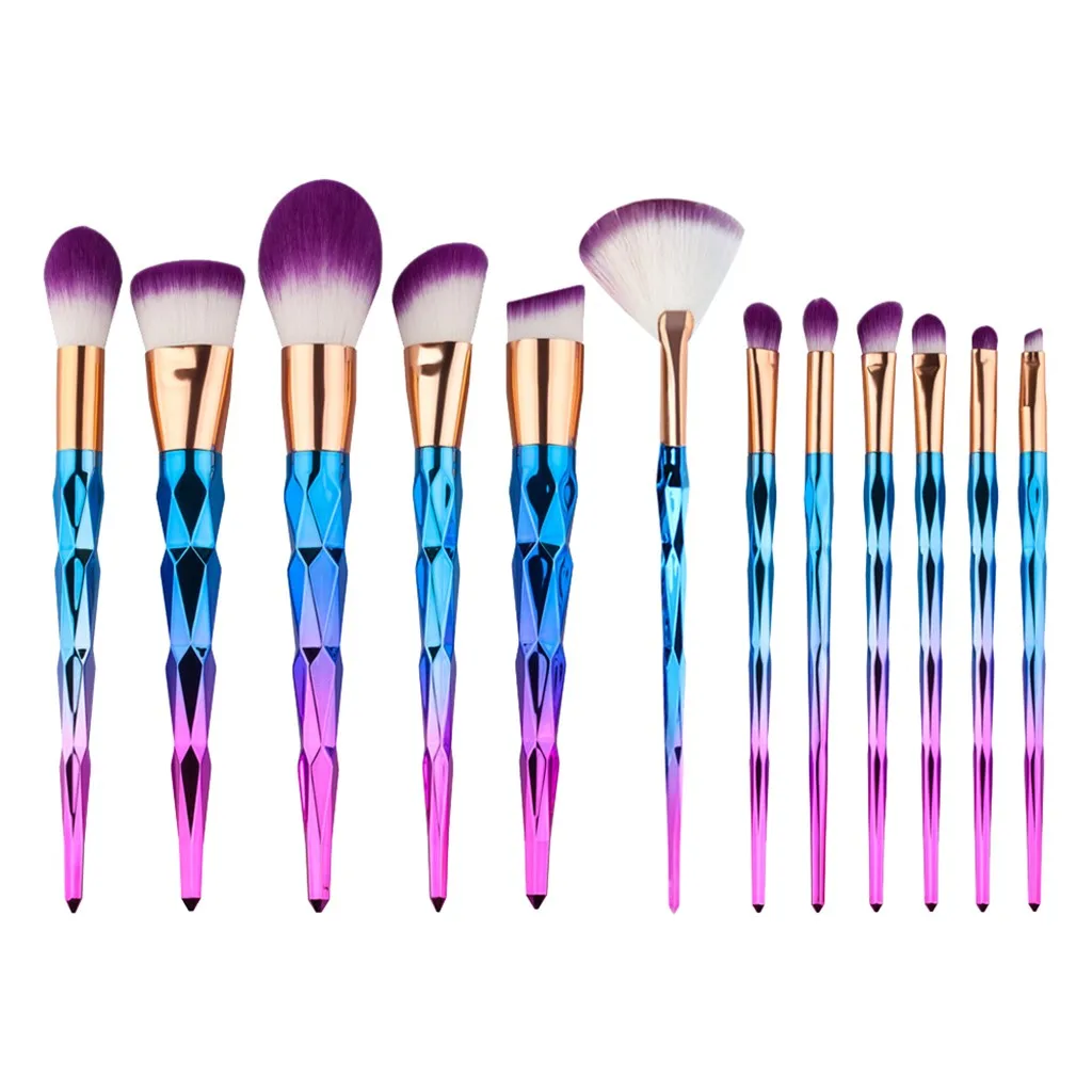 

12 Pcs Diamond Color Purple Hair Foundation Brush Makeup Brush Set #20.20